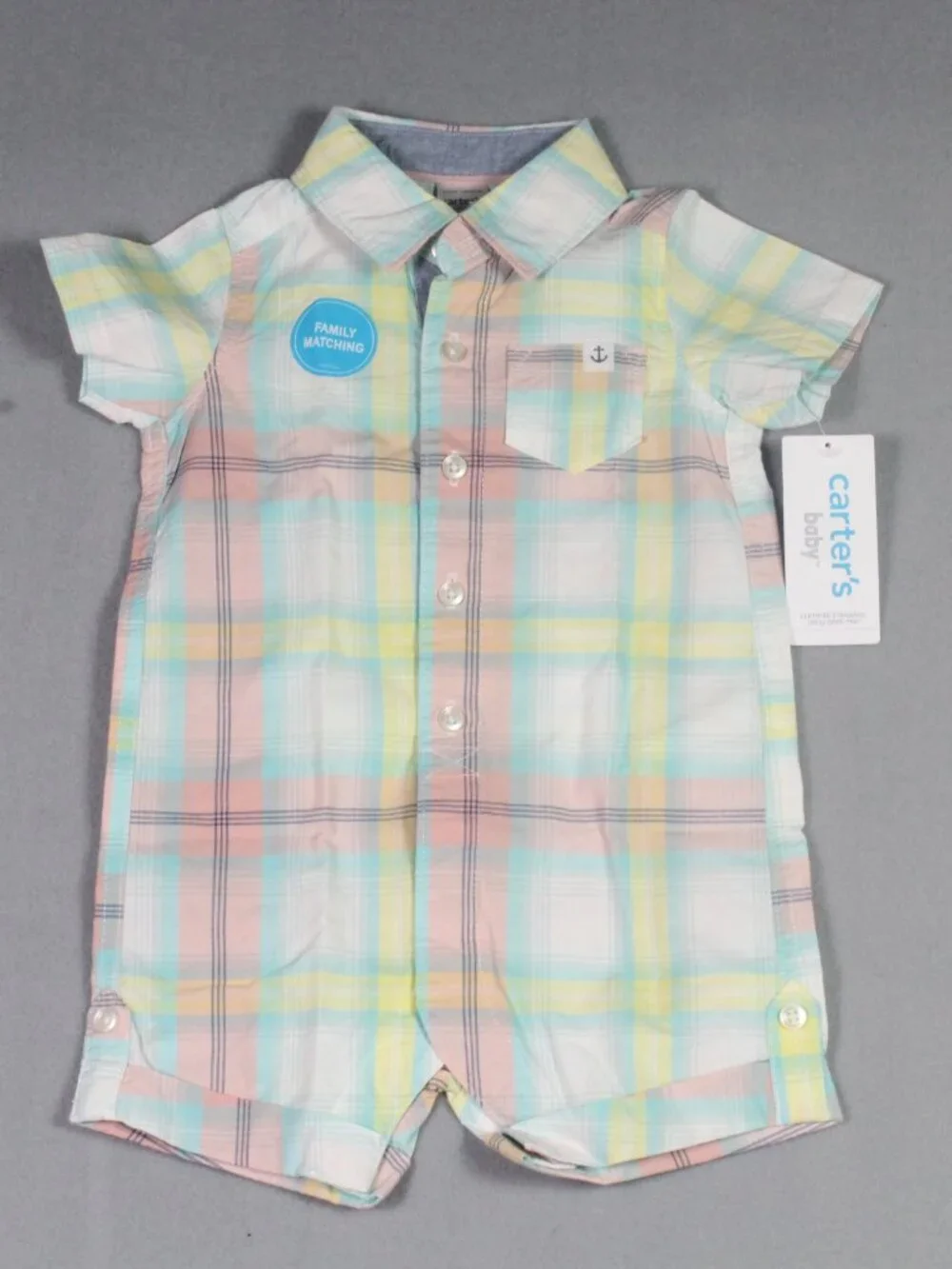 Carter's 6M Baby Boy 3pc Lot Plaid Button Shirt Anchor Romper Stripe - Picture 5 of 9